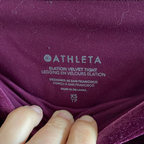 Athleta elation velvet tights size xs maroon - Picture 3 of 5